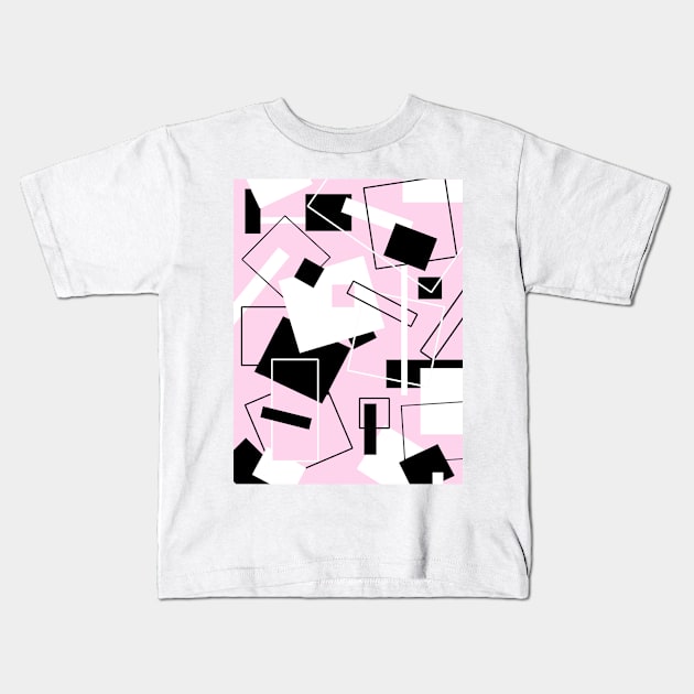 Black White & Pastel Pink 60's Style Kids T-Shirt by Heatherian